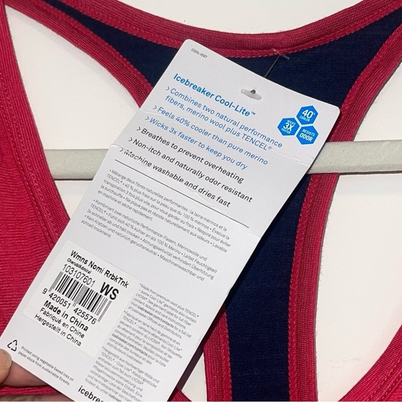 NWT Icebreaker Wool Nomi Racerback pink Tank hiking climbing running camping - Picture 4 of 7